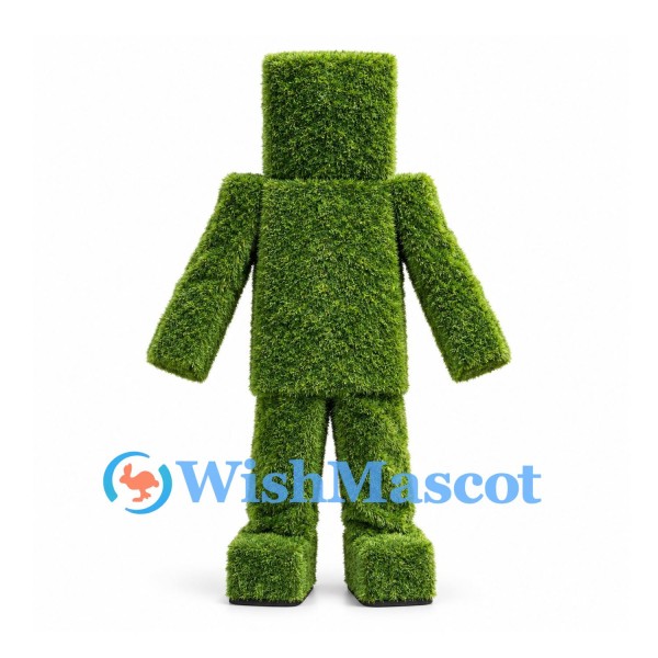 Topiary Mascot Costume with Green Block Head and Body