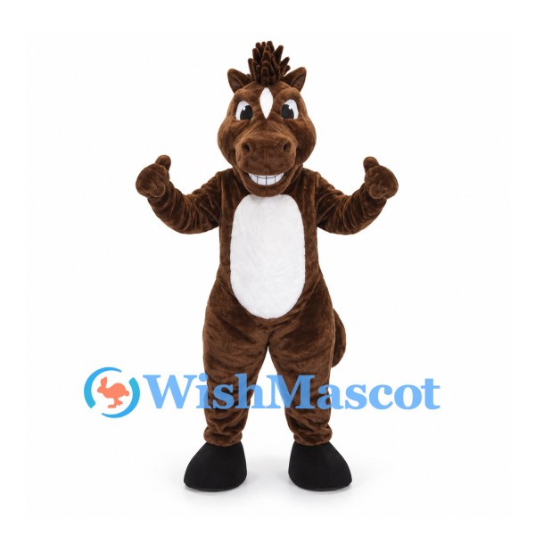 Horse Mascot Costume in Brown with White Belly and Black Hooves