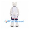 Cat Mascot Costume in White with White Sports Uniform
