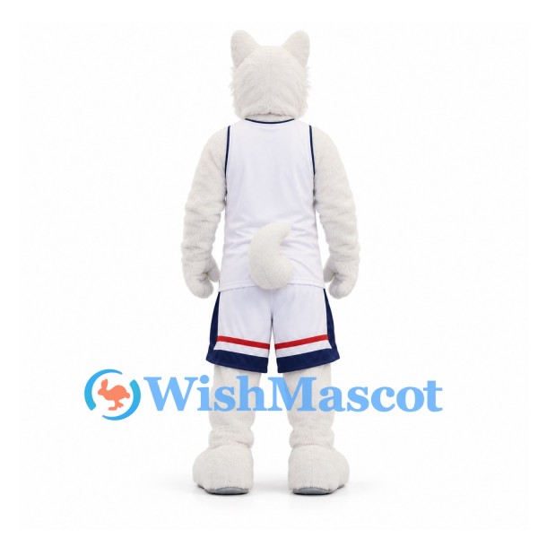 Cat Mascot Costume in White with White Sports Uniform