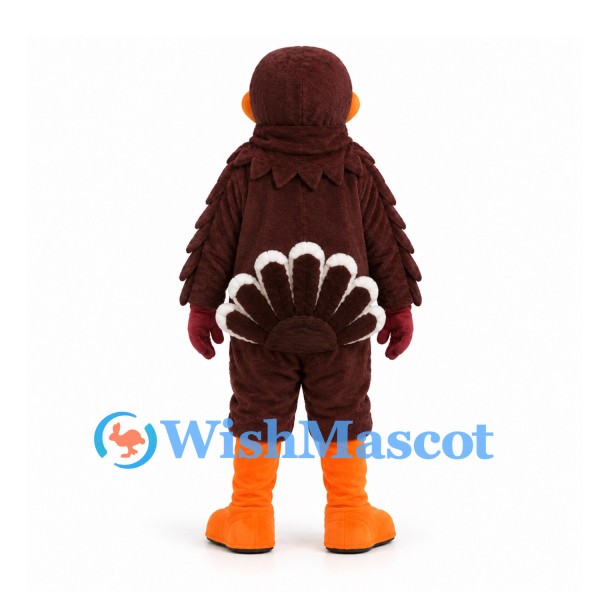 Bird Mascot Costume in Burgundy with Orange Beak and Feet