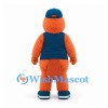 Monster Mascot Costume in Orange with Navy Vest and Cap