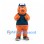 Monster Mascot Costume in Orange with Navy Vest and Cap