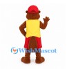 Beaver Mascot Costume with Yellow Vest and Red Shorts