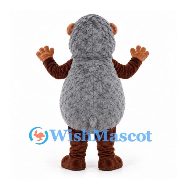 Hedgehog Mascot Costume in Brown with Gray Shaggy Back