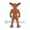 Moose Mascot Costume with Muscular Brown Body and Large Antlers