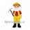 Miner Mascot Costume with Yellow Overalls and White Beard