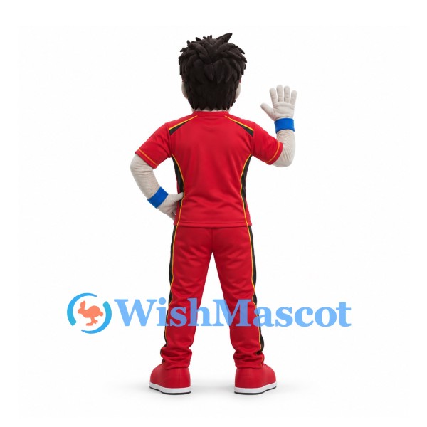 Superhero Mascot Costume with Red Eye Mask and Sports Outfit