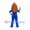 Superhero Mascot Costume with Blue Eye Mask and Sports Outfit