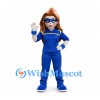 Superhero Mascot Costume with Blue Eye Mask and Sports Outfit