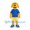 Dog Mascot Costume in Yellow with Blue Polo Shirt and Cream Shorts
