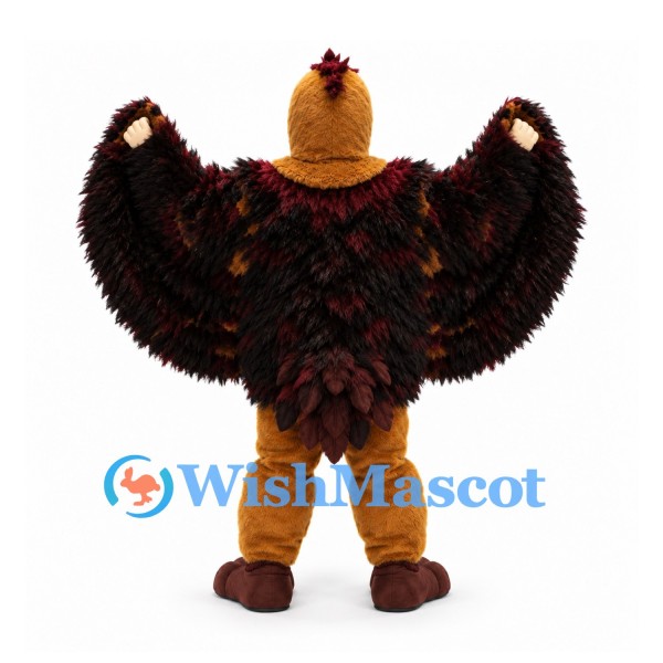 Eagle Mascot Costume with Broad Brown Feathered Wings