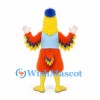Parrot Mascot Costume with Yellow Head and Colorful Feathered Wings
