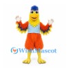 Parrot Mascot Costume with Yellow Head and Colorful Feathered Wings