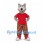 Wolf Mascot Costume in Gray with Red Shirt and Floral Pants