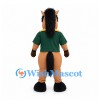 Horse Mascot Costume with Dark Green Polo Shirt and Tan Body
