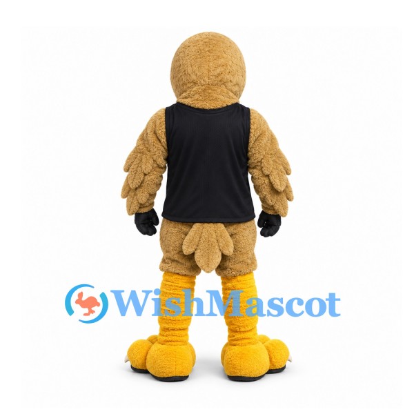 Eagle Mascot Costume in Tan with Black Sports Shirt