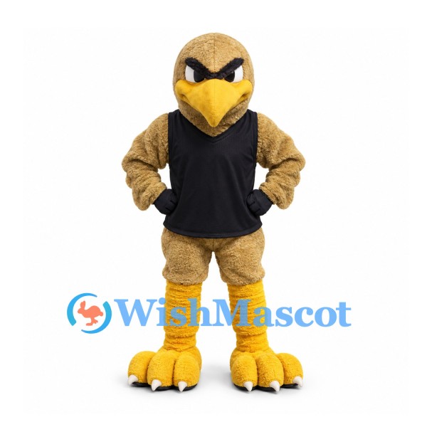 Eagle Mascot Costume in Tan with Black Sports Shirt