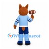 Squirrel Mascot Costume with Light Blue Football Uniform