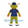 Monster Mascot Costume in Green with Navy Sports Shirt and Cap