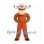 Bull Mascot Costume with Orange Cowboy Outfit and Wide Hat