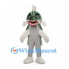Fish Mascot Costume in Green and Gray with White Fins