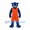 Panther Mascot Costume in Blue with Orange Basketball Uniform