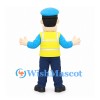 Worker Mascot Costume with Yellow Safety Vest and Blue Cap