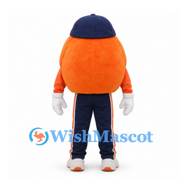 Orange Mascot Costume with Navy Cap and Track Pants
