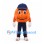 Orange Mascot Costume with Navy Cap and Track Pants