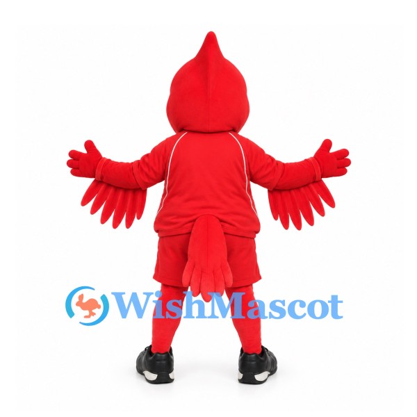 Cardinal Mascot Costume with Red Sports Shirt and Shorts