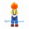 Boy Mascot Costume with Orange Hair and Blue Overalls