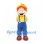Boy Mascot Costume with Orange Hair and Blue Overalls