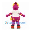 Bird Mascot Costume in Purple and Yellow with White Shirt