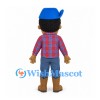 Boy Mascot Costume with Blue Cowboy Hat and Red Check Shirt
