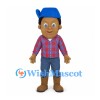 Boy Mascot Costume with Blue Cowboy Hat and Red Check Shirt