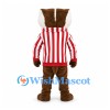 Badger Mascot Costume with Red White Striped Jacket