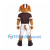 Dog Mascot Costume with Brown Football Jersey and Helmet