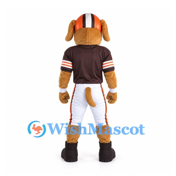 Dog Mascot Costume with Brown Football Jersey and Helmet