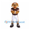 Dog Mascot Costume with Brown Football Jersey and Helmet