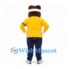 Bear Mascot Costume with Yellow Track Jacket and White Headband
