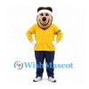Bear Mascot Costume with Yellow Track Jacket and White Headband