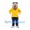 Bear Mascot Costume with Yellow Track Jacket and White Headband