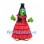Witch Mascot Costume with Green Face and Red Tiered Dress