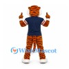 Tiger Mascot Costume with Orange Stripes and Navy Shirt