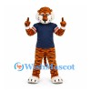 Tiger Mascot Costume with Orange Stripes and Navy Shirt
