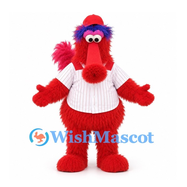 Squirrel Mascot Costume in Red with White Shirt and Bushy Tail