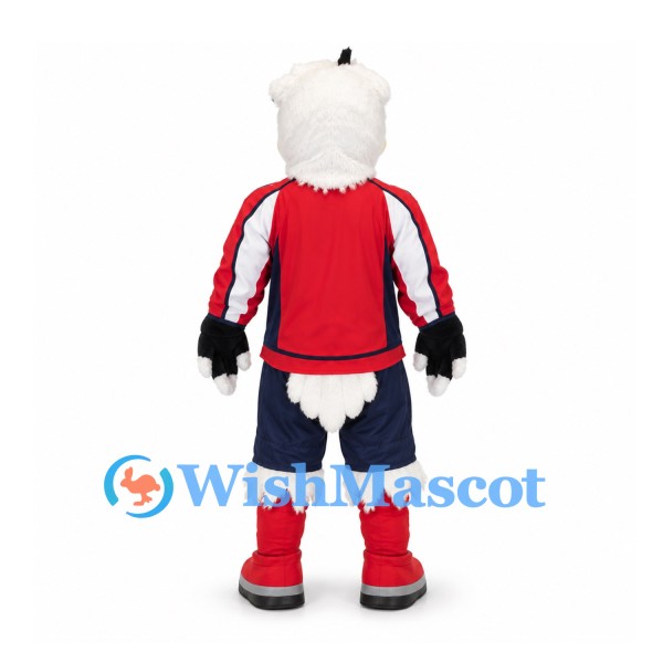 Eagle Mascot Costume with White Head and Red Sports Jersey