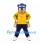 Bear Mascot Costume with Yellow Jacket and Blue Helmet