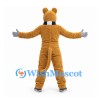 Bear Mascot Costume in Tan with Black White Striped Scarf
